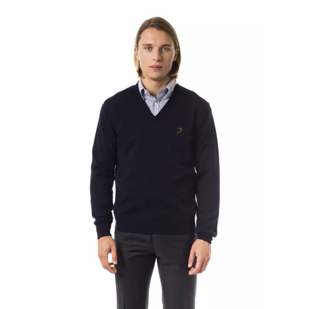 Uominitaliani Blue Merino Wool Men Men's Sweater